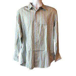 Indigo Palms Denim Co. Men's Size Large Multi-Stripe Cotton Button Up Shirt